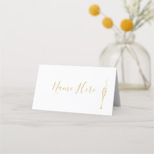 Blush Champagne Glass Folded Place Card