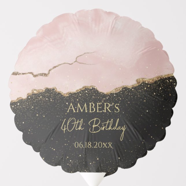 Blush Champagne Gold Glitter Abstract Watercolor Balloon (Front)