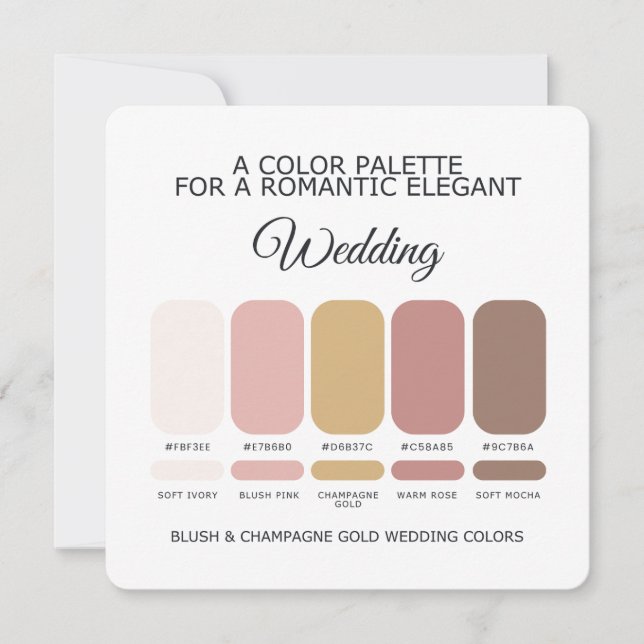 Blush Champagne Gold Wedding Color Palette Card (Front)