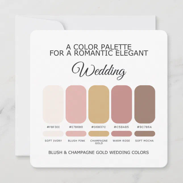 Blush Champagne Gold Wedding Color Palette Card | Zazzle