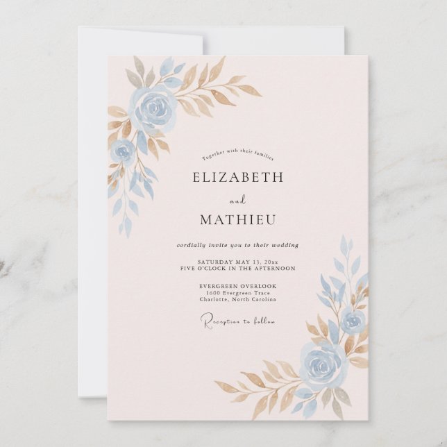 Blush Champagne Painted Wedding Invitation (Front)