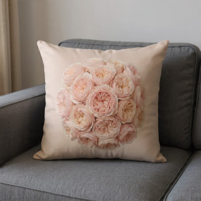 Blush & Champagne Roses Throw Pillow (Creator Uploaded)