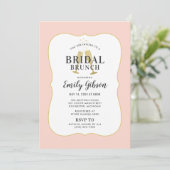 Blush Champagne Toast with Stripes Bridal Brunch Invitation (Standing Front)