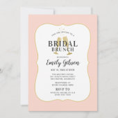 Blush Champagne Toast with Stripes Bridal Brunch Invitation (Front)