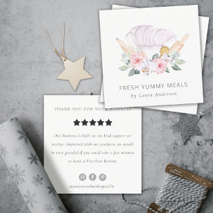 Blush Chef Hat Floral Roller Whisk Review Request Square Business Card