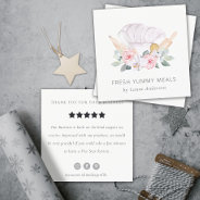 Blush Chef Hat Floral Roller Whisk Review Request Square Business Card at Zazzle