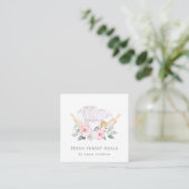 Blush Chef Hat Floral Roller Whisk Review Request Square Business Card (Standing Front)