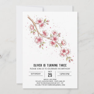 Blush Cherry Blossom Birthday Invitation