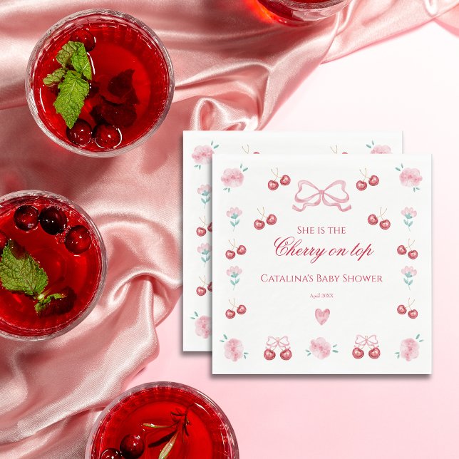  Blush Cherry Blossom Cherry On Top Napkins (Creator Uploaded)