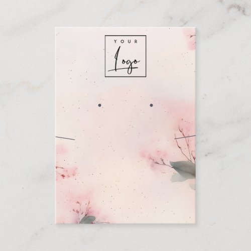 Blush Cherry Blossom Logo Earring Necklace Display Business Card