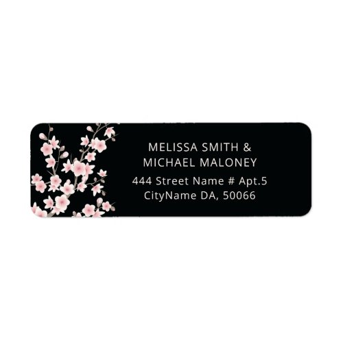 Blush Cherry Blossoms Black |  Wedding Label