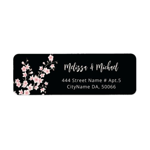 Blush Cherry Blossoms Black |  Wedding Label