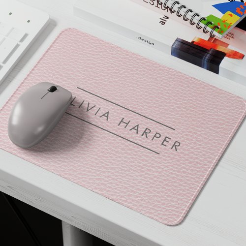 Blush Chic  Minimal Leather Look Mouse Pad