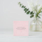 Blush Chic | Minimal Leather Look Square Business Card (Standing Front)