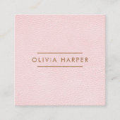 Blush Chic | Minimal Leather Look Square Business Card (Front)