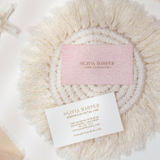 Blush Chic | Plain Elegant  Leather Look Business Card at Zazzle