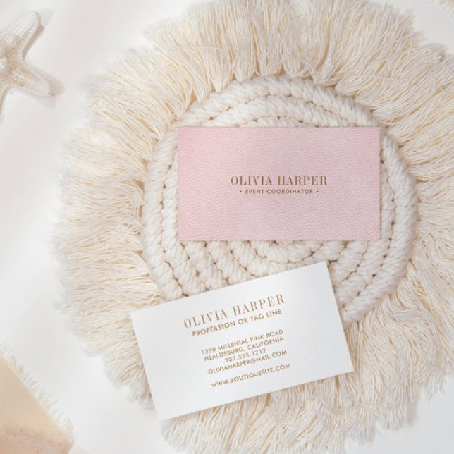 Blush Chic | Plain Elegant  Leather Look Business Card (Creator Uploaded)