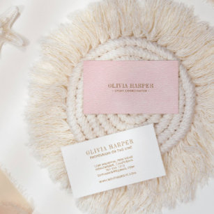 Blush Chic   Plain Elegant  Leather Look Business Card