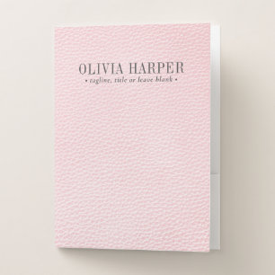 Blush Chic   Plain Elegant Leather Look Pocket Folder