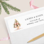 Blush Christmas Tree Bow Return Address Label<br><div class="desc">Blush Christmas tree with a bow for beautiful return address label. Easy to customize with your own information in a serif font. Choose between two backgrounds of your choice or select another color that you want</div>