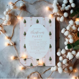 Blush Christmas Tree Stripe Invitation
