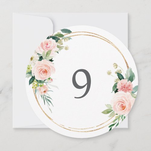 Blush Circle Table Number Cards