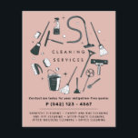 Blush Cleaning Services  Flyer<br><div class="desc">Modern cleaning services business flyer features cleaning equipment and ''cleaning services'' in modern capital lettering. Personalize further with your contact details and services. Perfect for domestic and industrial cleaning services.</div>