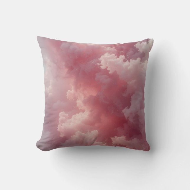 Blush Cloud Mirage Throw Pillow (Front)
