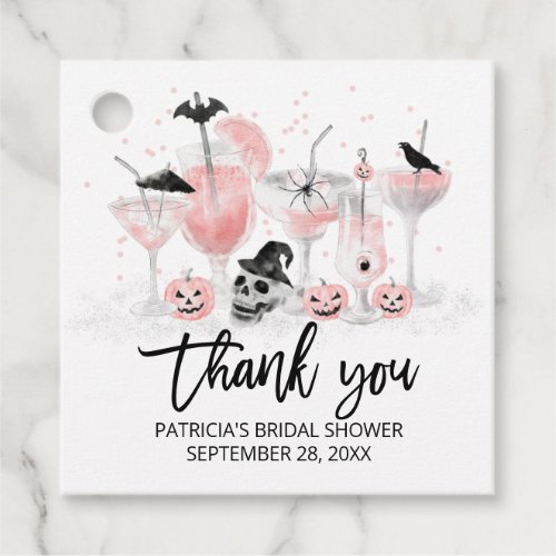 Blush Cocktails Halloween Bridal Shower Thank You Favor Tags