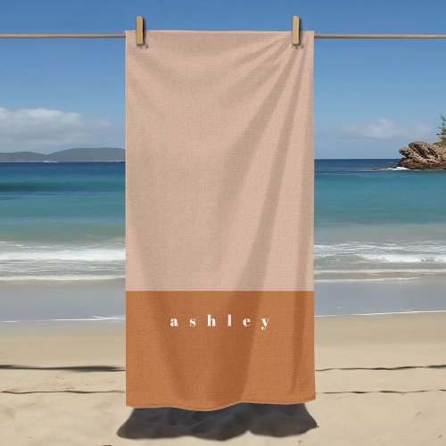 Blush Color Block Personalized Beach Towel