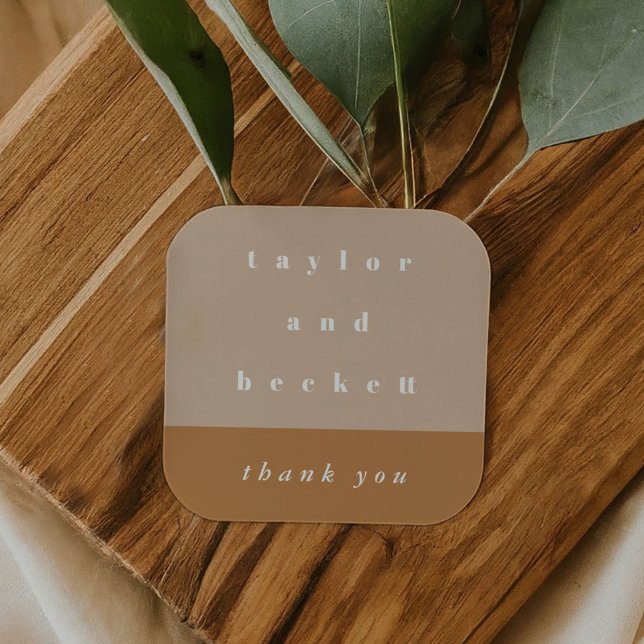 Blush Color Block Personalized Thank You Sticker (Blush Color Block Personalized Thank You Sticker)