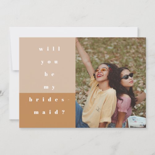 Blush Color Block Photo Will You Be My Bridesmaid  Save The Date