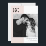 Blush Color Block with Modern Typography Photo Save The Date<br><div class="desc">Blush Pink Color Block with Modern Typography Photo Save the Date Announcement. Customizable save the date featuring modern typography with blush and white color block background. This modern save the date is perfect for any wedding theme. Other colors are available.</div>