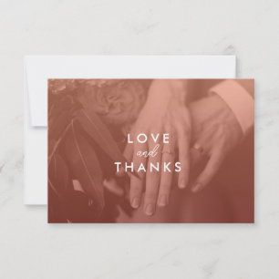 Blush Color Overlay Photo Wedding Thank You Card