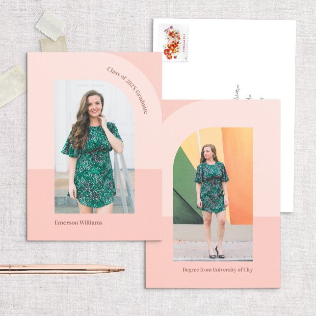 Blush Colorblock Arched Graduation Announcement (Creator Uploaded)