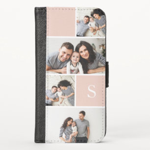 Blush Colorblock Photo Collage & Monogram iPhone XS Wallet Case