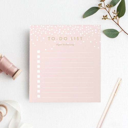 Blush  Confetti Dots Personalized To_Do List Notepad