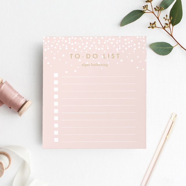 Blush | Confetti Dots Personalized To-Do List Notepad (Creator Uploaded)