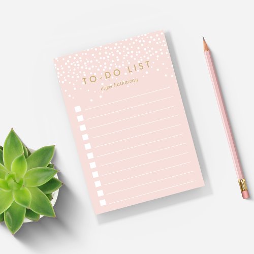 Blush  Confetti Dots Personalized To_Do List Post_it Notes