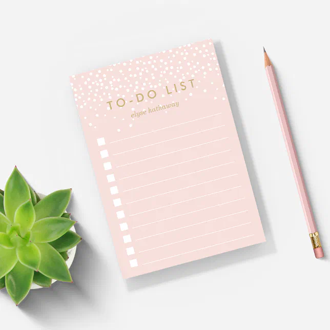 Blush | Confetti Dots Personalized To-Do List Post-it Notes | Zazzle