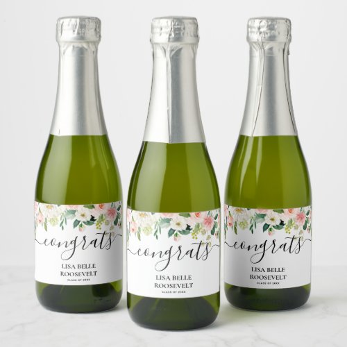 Blush Congrats Girl Graduation Mini  Sparkling Wine Label