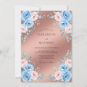Blush Copper Ranunculus Eucalyptus Wedding Invitation