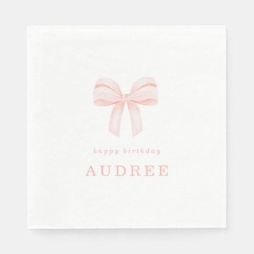 Blush Coquette Bow Birthday Party Napkins