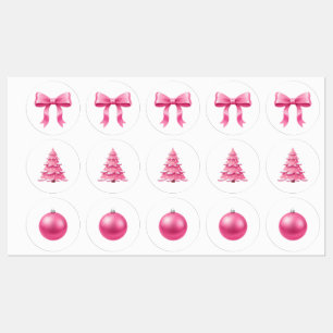 Blush Coquette Christmas Pink Holiday Labels
