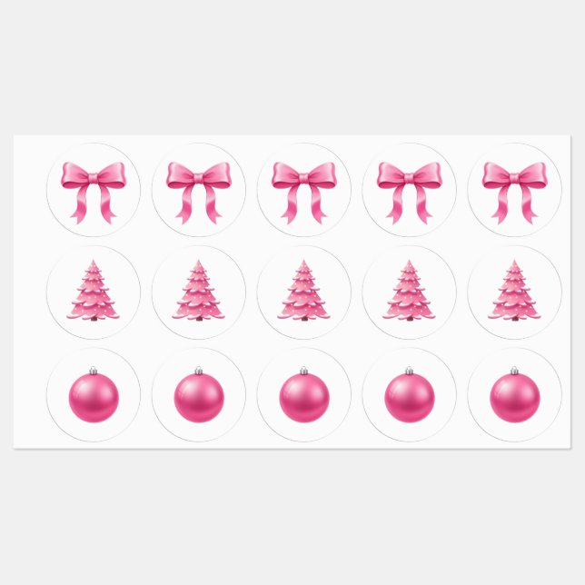Blush Coquette Christmas Pink Holiday Labels (Sheet)