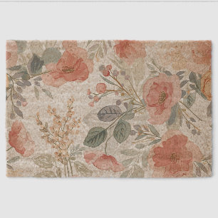 Blush Coral Garden Floral Watercolor Pattern Fiber Doormat