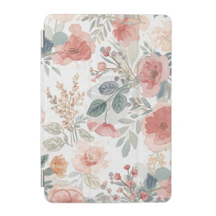 Blush Coral Garden Floral Watercolor Pattern iPad Mini Cover