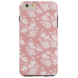 Blush coral white boho vintage elegant floral tough iPhone 6 plus case