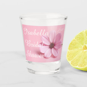 Blush Cosmos Floral Bridal Shower Script Design Shot Glass