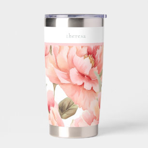 Blush Cottagecore Flower Stripe Hot or Cold Insulated Tumbler